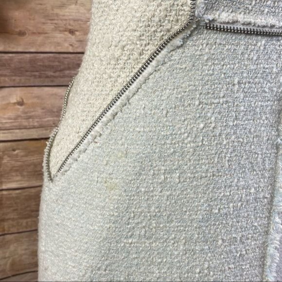 Rebecca Taylor | Frayed Leather Zipper Trim Textured Tweed Combo Midi Dress - Picture 4 of 10